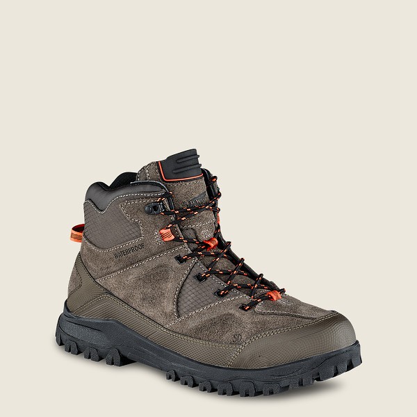 Red Wing Hiking Boots Grey Brown - Mens Trbo - 5-inch Waterproof Soft Toe - 7134-HWIUQ